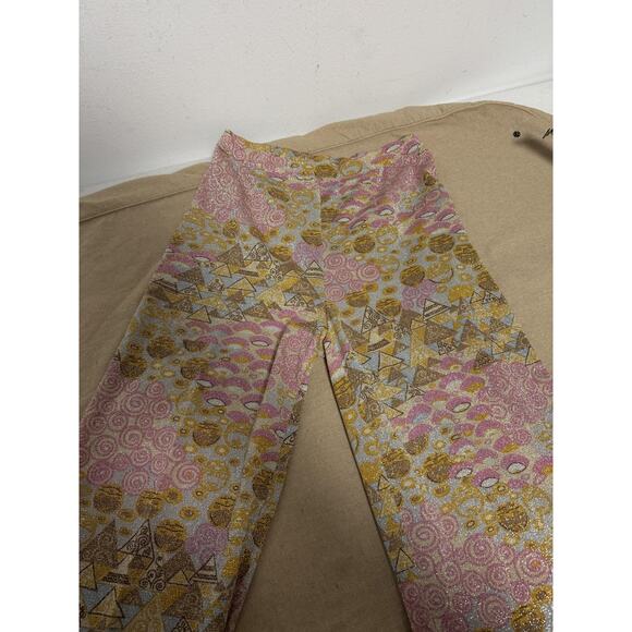 VINTAGE Goldworm Pants Set Womens 8 Made in Italy Metallic Geometric Pink Gold - Picture 7 of 15